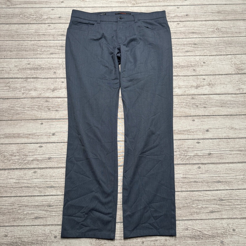 Alberto Pipe Pants Men's 34x34 Blue Two Toned Ceramica Regular Fit Stretch Comfy